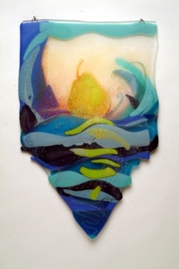 <div class='title'>Tempest</div><br>Fused glass and Prismacolor<br>17.5"h x 11.5"w<br>SOLD